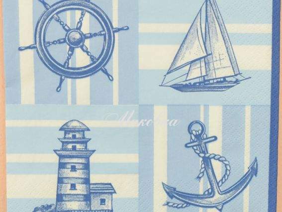 Декупажная салфетка №119 Морская прогулка 17,5г/м2, 1 шт Декупажная салфетка №119 Морская прогулка 17,5г/м2, 1 шт