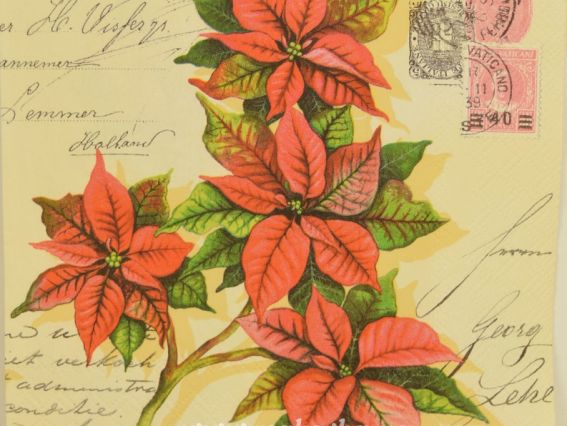 Декупажная салфетка №125 Цветы пуансетии, 1 шт Декупажная салфетка №125 Цветы пуансетии, 1 шт