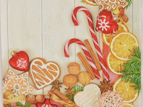Декупажная салфетка №138 новогодняя - леденцы и пряники, 1 шт Декупажная салфетка №138 новогодняя - леденцы и пряники, 1 шт