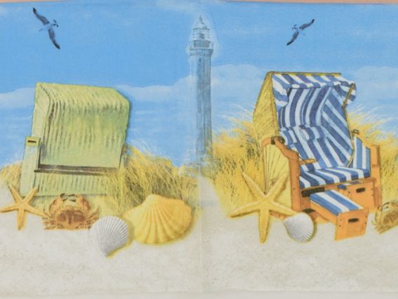 Декупажна серветка №139 пляжне крісло на березі океану, 1 шт Декупажна серветка №139 пляжне крісло на березі океану, 1 шт