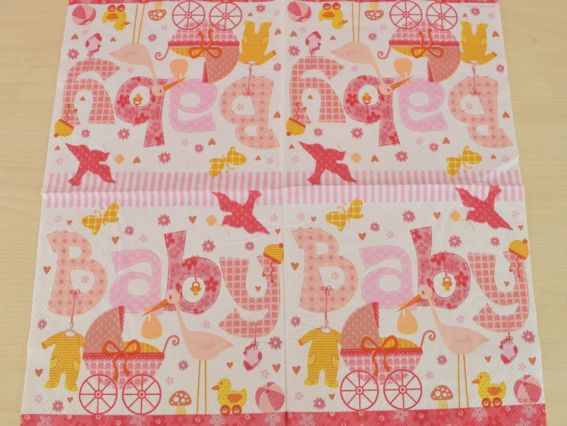 Серветка для декупажу №140 BABY рожева, 1 шт