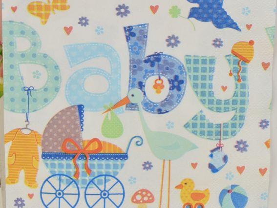 Декупажна серветка №141 BABY блакитна, 1 шт Декупажна серветка №141 BABY блакитна, 1 шт