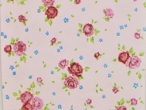 Декупажная салфетка №177 розовая с бордовыми розочками, 1 шт Декупажная салфетка №177 розовая с бордовыми розочками, 1 шт