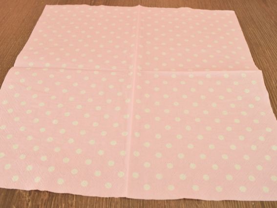 Серветка для декупажу №183 ніжно-рожева в білий горох, 1 шт