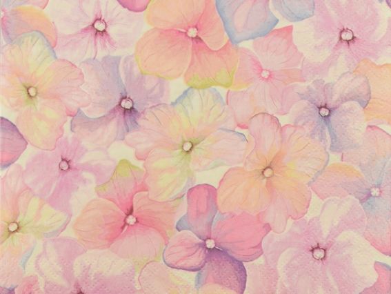 Декупажная салфетка №189, цветы гортензии розово-сиреневые, 1 шт  Декупажная салфетка №189, цветы гортензии розово-сиреневые, 1 шт 