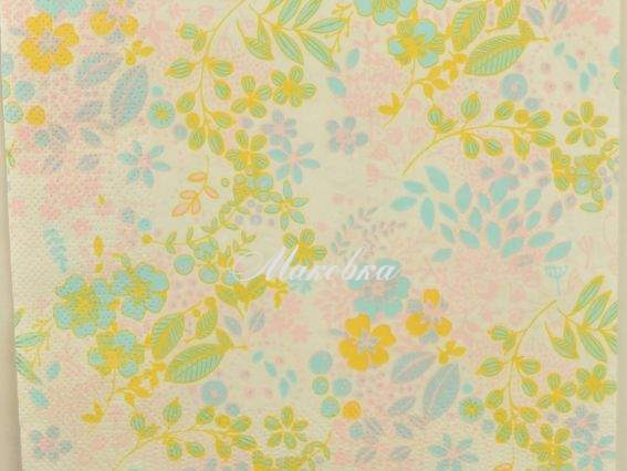 Декупажная салфетка №193 Фоновая розовая с цветочками, пастельные тона, 1 шт 