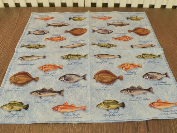 Серветка для декупажу №195 Рибки на блакитному тлі, 1 шт 