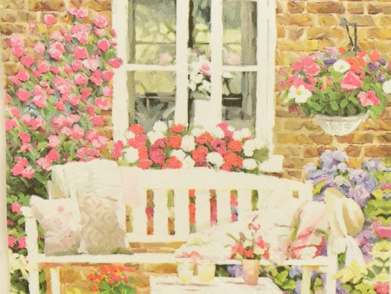 Декупажная салфетка №200 Садовая лавочка под окном, 1 шт  Декупажная салфетка №200 Садовая лавочка под окном, 1 шт 