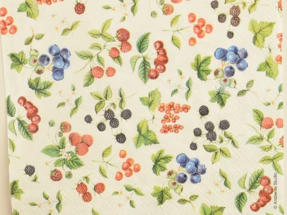 Декупажная салфетка №203 Ягоды, фоновая, 1 шт  Декупажная салфетка №203 Ягоды, фоновая, 1 шт 