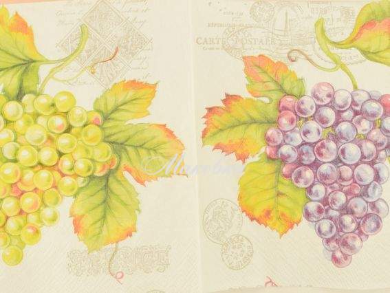 Декупажна серветка №208 синій і зелений виноград, 1 шт  Декупажна серветка №208 синій і зелений виноград, 1 шт 