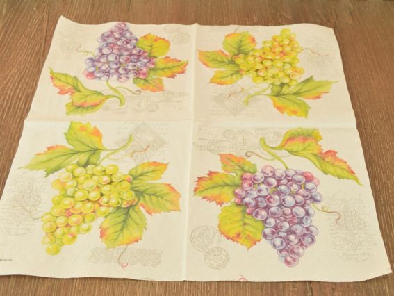 Серветка для декупажу №208 синій і зелений виноград, 1 шт 