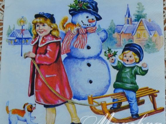 Декупажная салфетка №21 санки Декупажная салфетка №21 санки