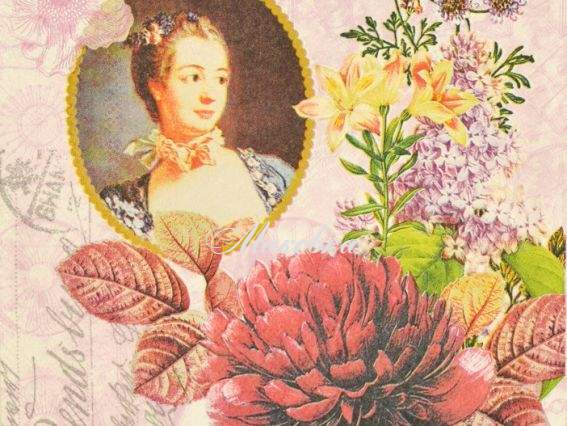 Декупажная салфетка №213 Женский портрет и цветы, 1 шт 