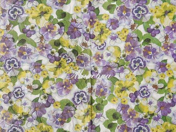 Декупажная салфетка №216 Фиалки фоновая 1 шт