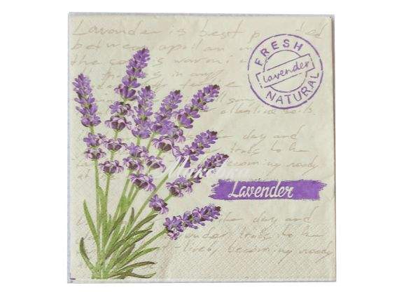 Декупажная салфетка №218 Лаванда и надписи, 1 шт.
