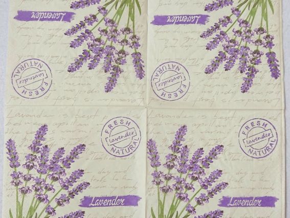 Cалфетка для декупажа №218 Лаванда и надписи, 1 шт.