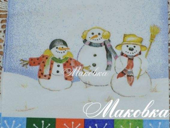 Декупажна серветка №22 сніговики