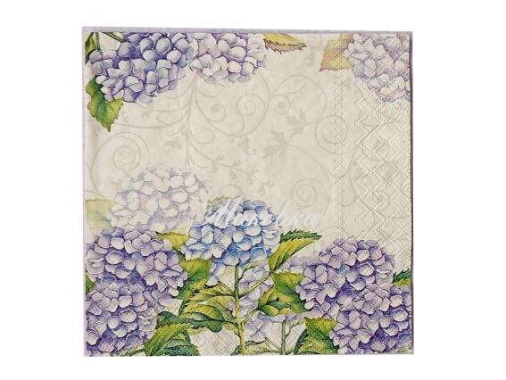 Декупажна серветка №223 Квіти гортензії, 1 шт