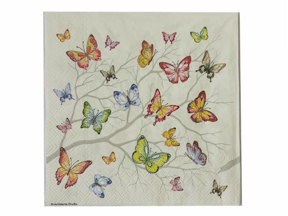 Декупажна серветка №224 Метелики на тлі гілочки, 1 шт. Декупажна серветка №224 Метелики на тлі гілочки, 1 шт.