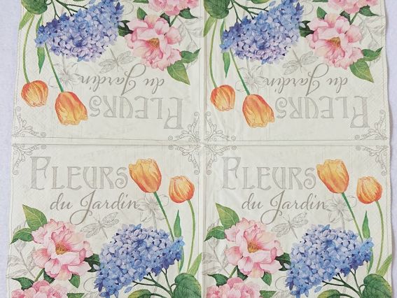 Серветка для декупажу №227 Гортензія, тюльпан, півонія, 1 шт.