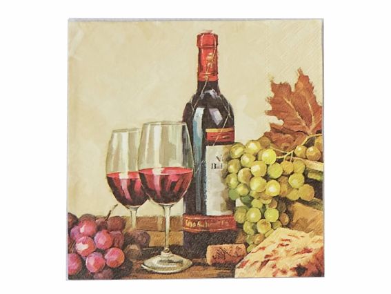 Декупажна серветка №228 Два келихи, Вино і виноград, 1 шт