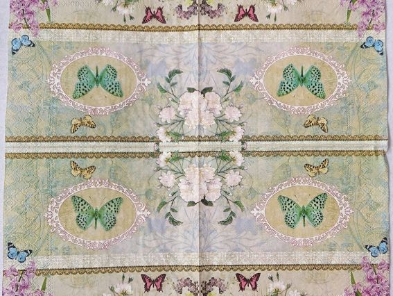 Серветка для декупажу №229 Метелики та квітковий бордюр 1 шт