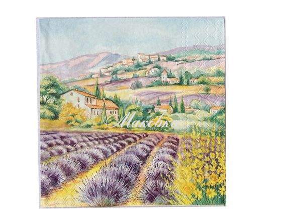 Декупажна серветка №231Краєвид з лавандовими полями, 1 шт Декупажна серветка №231Краєвид з лавандовими полями, 1 шт