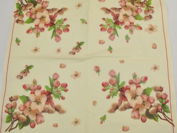 Декупажная салфетка №35 весенняя ветка с цветами