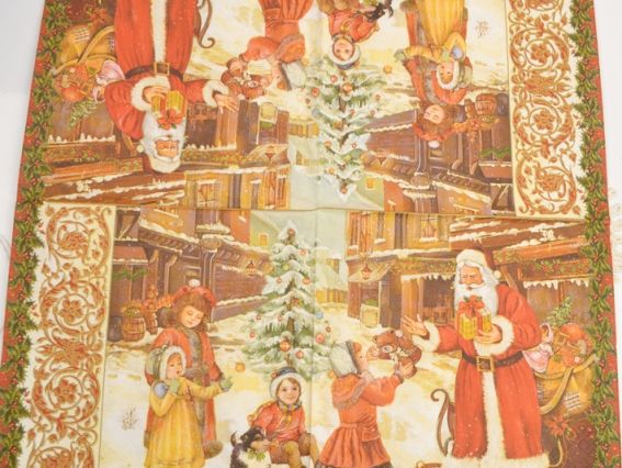 Декупажная салфетка №48 Дед Мороз и дети Декупажная салфетка №48 Дед Мороз и дети