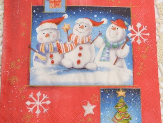 Декупажная салфетка №49 Снеговики Декупажная салфетка №49 Снеговики