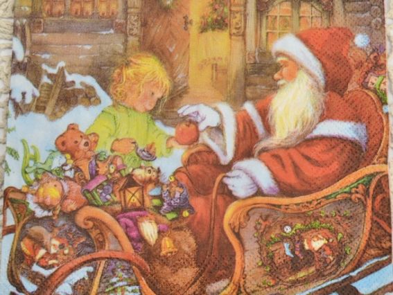 Декупажная салфетка №51 Дед мороз на санях Декупажная салфетка №51 Дед мороз на санях