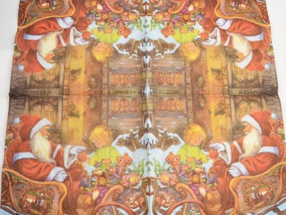 Декупажная салфетка №51 Дед мороз на санях