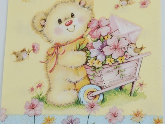 Декупажная салфетка №53 Мишка с цветами Декупажная салфетка №53 Мишка с цветами