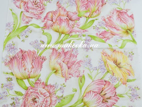 Салфетка для декупажа №62 Розовые тюльпаны