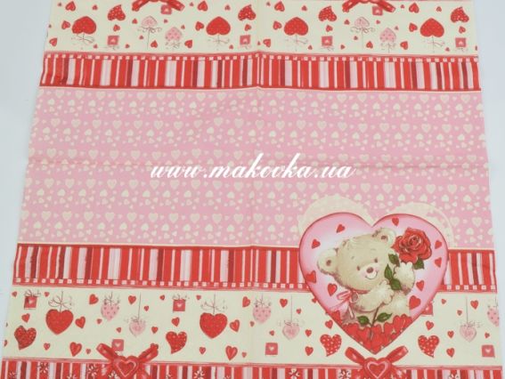 Декупажная салфетка №65 Мишка и сердечки Декупажная салфетка №65 Мишка и сердечки