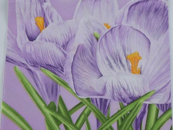Декупажная салфетка №66 Крокусы, сиреневая Декупажная салфетка №66 Крокусы, сиреневая