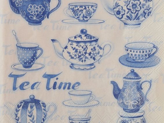 Декупажная салфетка №79 Чайный сервиз в голубых тонах Декупажная салфетка №79 Чайный сервиз в голубых тонах