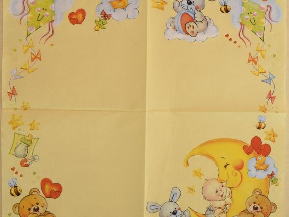 Декупажная салфетка №85 Детская с месяцем, 1 шт Декупажная салфетка №85 Детская с месяцем, 1 шт