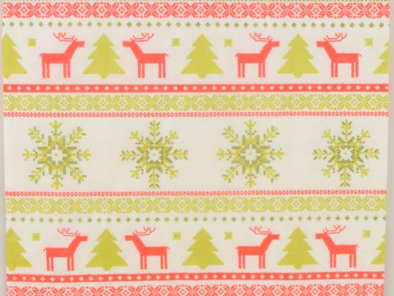 Декупажная салфетка №93 Орнамент с оленями и елками, 1 шт Декупажная салфетка №93 Орнамент с оленями и елками, 1 шт