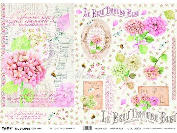 Рисовая бумага для декупажа Гортензии, 35х50 см, TO DO 98970 Рисовая бумага для декупажа Гортензии, 35х50 см, TO DO 98970