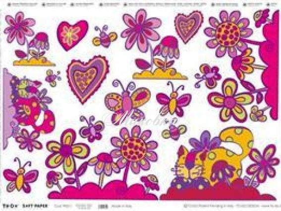 Декупажная карта Детский мотив цветочки, бабочки, сердечки, 50х70см, TO DO