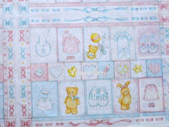 Декупажная карта Детский мотив медвежата, зайчата, сердечки, бантики, 50х70см, TO DO