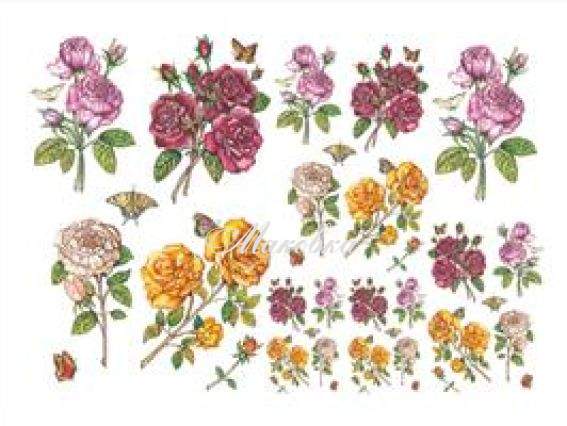 Декупажная карта Розы и бабочки, 50х70 см, TO DO