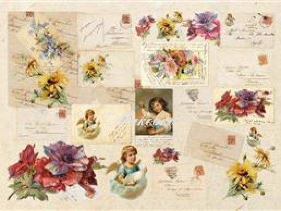 Декупажная карта Спогади, листі, конверти, квіти, 50х70 см, TO DO 98709