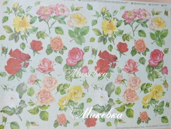 Декупажная карта Розы разноцветные, 50х70 см, TO DO 90660 Декупажная карта Розы разноцветные, 50х70 см, TO DO 90660