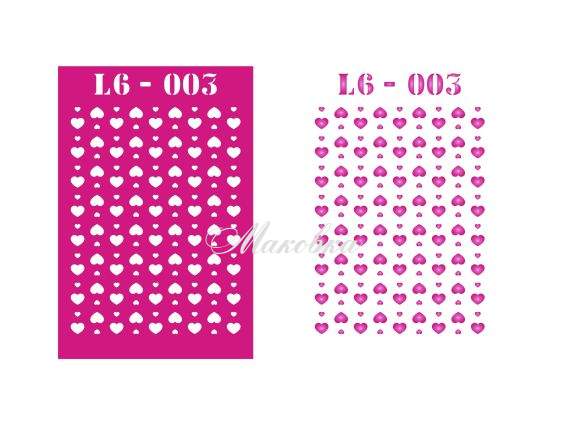 Трафарет L6-003 День Влюбленных фон, пластик. 100х150мм, ХбС Трафарет L6-003 День Влюбленных фон, пластик. 100х150мм, ХбС
