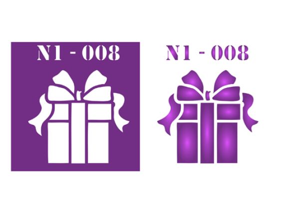 Трафарет N1-008 Нов.Год Подарокц, пластик. 90х90мм, ХбС Трафарет N1-008 Нов.Год Подарокц, пластик. 90х90мм, ХбС