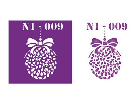 Трафарет N1-009 Нов.Год Елочный шар, пластик. 90х90мм, ХбС Трафарет N1-009 Нов.Год Елочный шар, пластик. 90х90мм, ХбС