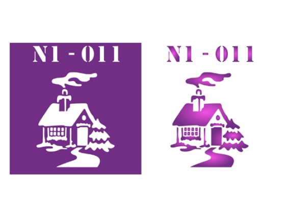Трафарет N1-011 Нов.Год Дом, пластик. 90х90мм, ХбС Трафарет N1-011 Нов.Год Дом, пластик. 90х90мм, ХбС