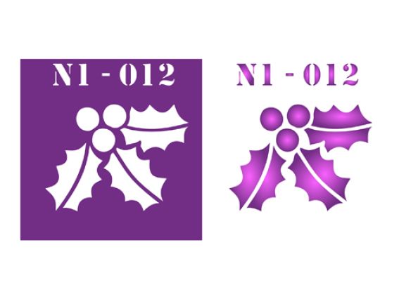 Трафарет N1-012 Нов.Год Ягоды, пластик. 90х90мм, ХбС Трафарет N1-012 Нов.Год Ягоды, пластик. 90х90мм, ХбС